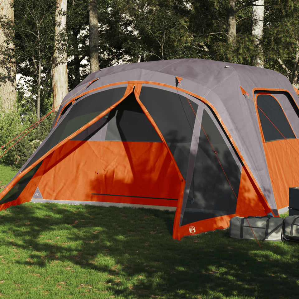 Family Tent with Porch 6-Person Grey and Orange Waterproof