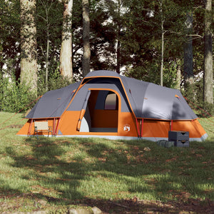 Family Tent Dome 11-Person Grey and Orange Waterproof