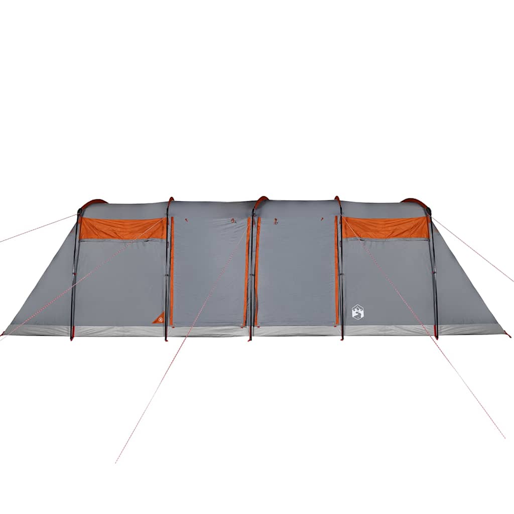 Family Tent Tunnel 8-Person Grey and Orange Waterproof