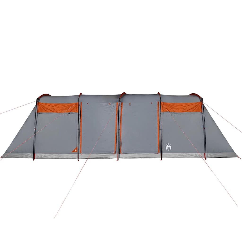 Family Tent Tunnel 8-Person Grey and Orange Waterproof