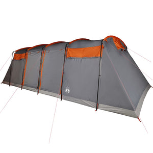 Family Tent Tunnel 10-Person Grey and Orange Waterproof