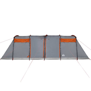 Family Tent Tunnel 10-Person Grey and Orange Waterproof