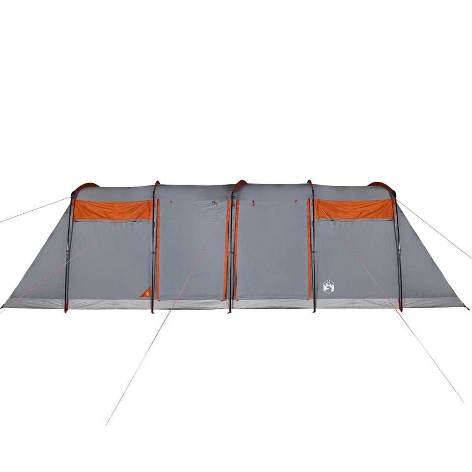 Family Tent Tunnel 10-Person Grey and Orange Waterproof