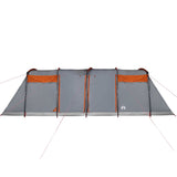 Family Tent Tunnel 10-Person Grey and Orange Waterproof