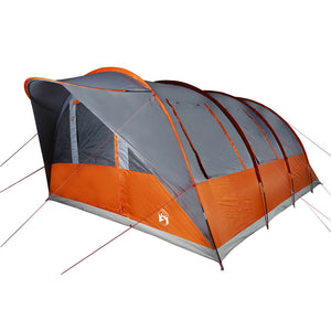 Family Tent Tunnel 7-Person Grey and Orange Waterproof