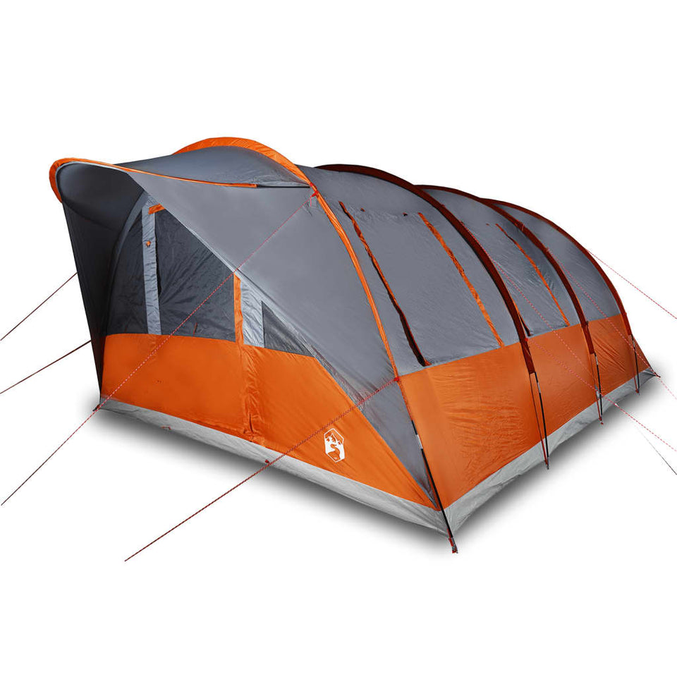 Family Tent Tunnel 7-Person Grey and Orange Waterproof