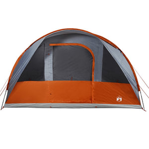 Family Tent Tunnel 7-Person Grey and Orange Waterproof