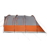 Family Tent Tunnel 7-Person Grey and Orange Waterproof