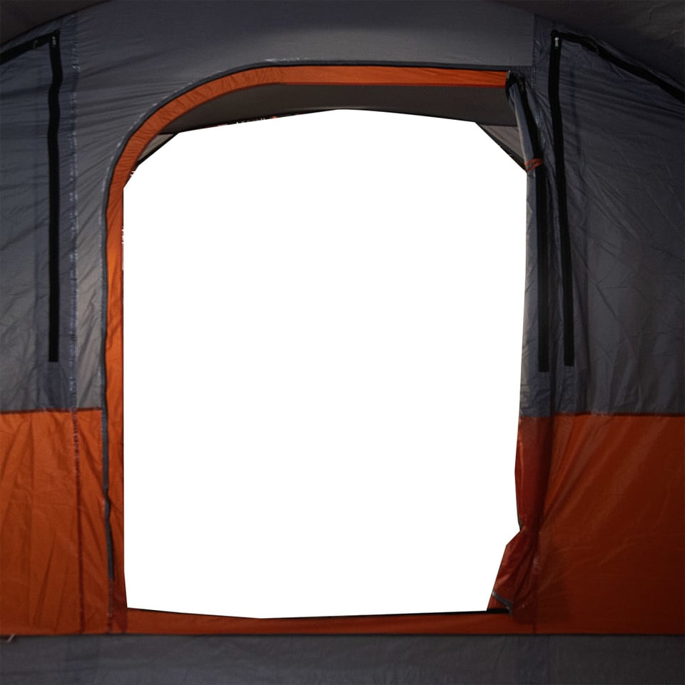 Family Tent Tunnel 7-Person Grey and Orange Waterproof