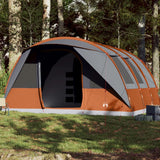 Family Tent Tunnel 7-Person Grey and Orange Waterproof