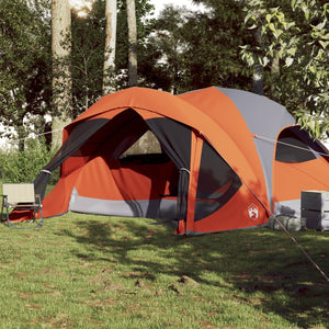 Family Tent Cabin 6-Person Grey and Orange Waterproof