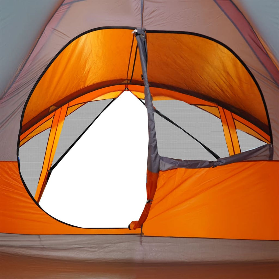 Family Tent Cabin 6-Person Grey and Orange Waterproof