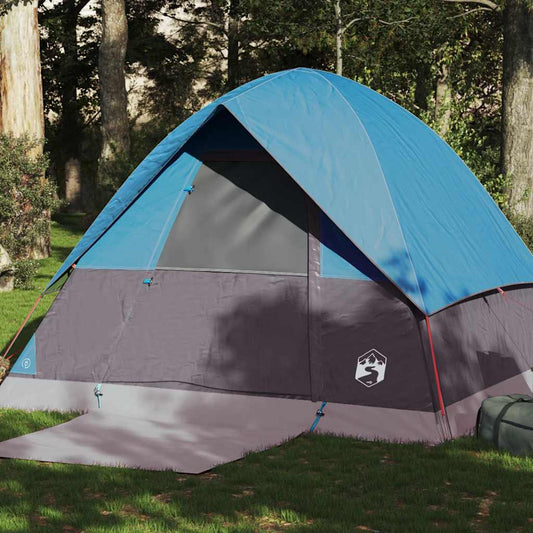 Camping Tent Dome 4-Person Blue Waterproof