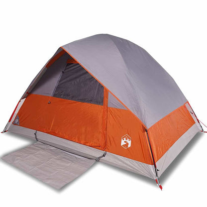 Camping Tent Dome 4-Person Grey and Orange Waterproof