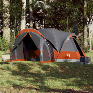 Family Tent Tipi 8-Person Grey and Orange Waterproof