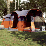 Family Tent Tunnel 8-Person Grey and Orange Waterproof