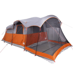 Family Tent Tunnel 8-Person Grey and Orange Waterproof