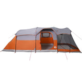 Family Tent Tunnel 8-Person Grey and Orange Waterproof