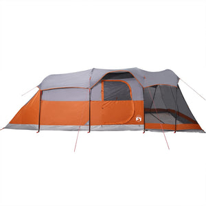 Family Tent Tunnel 8-Person Grey and Orange Waterproof