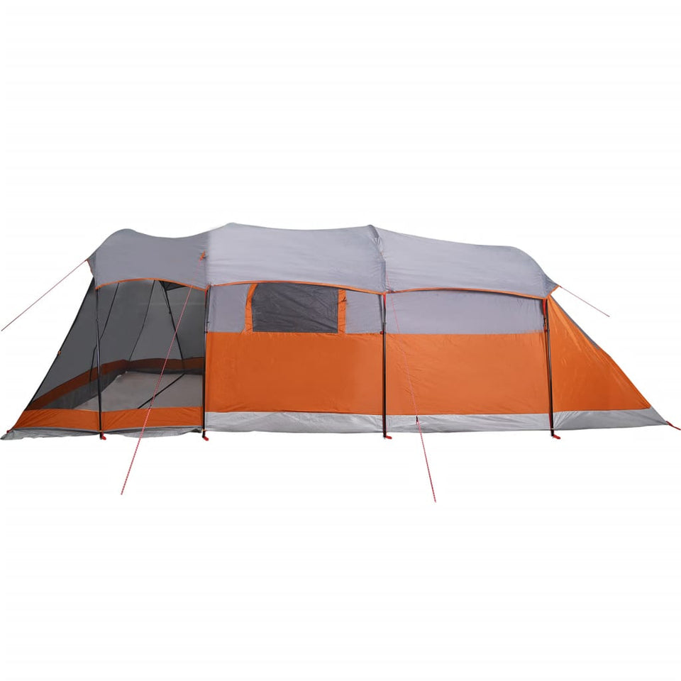 Family Tent Tunnel 8-Person Grey and Orange Waterproof