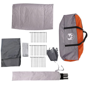 Family Tent Tunnel 8-Person Grey and Orange Waterproof