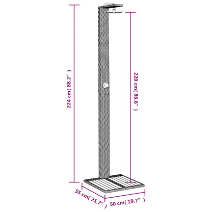 Outdoor Shower Black 50x55x224 cm Poly Rattan and Acacia Wood