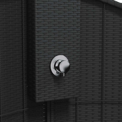 Outdoor Shower Black 100x100x241.5 cm Poly Rattan and Acacia Wood