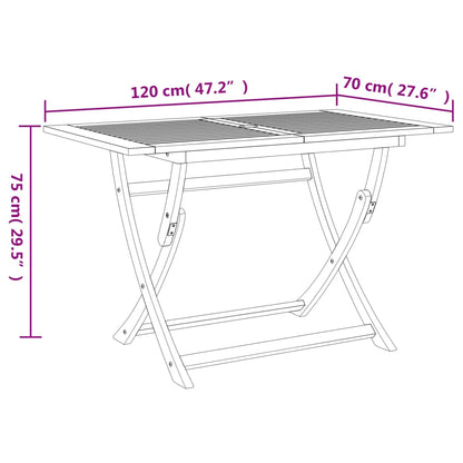 Folding Garden Table 120x70x75 cm Solid Wood Acacia