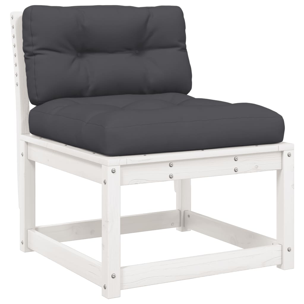 Garden Sofa | White and Anthracite | Solid Pine Wood, Polyester | Medium