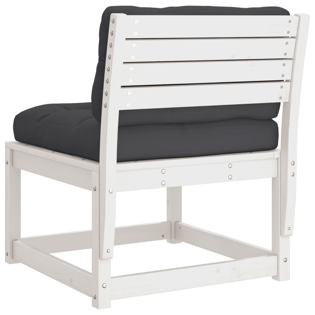 Garden Sofa | White and Anthracite | Solid Pine Wood, Polyester | Medium