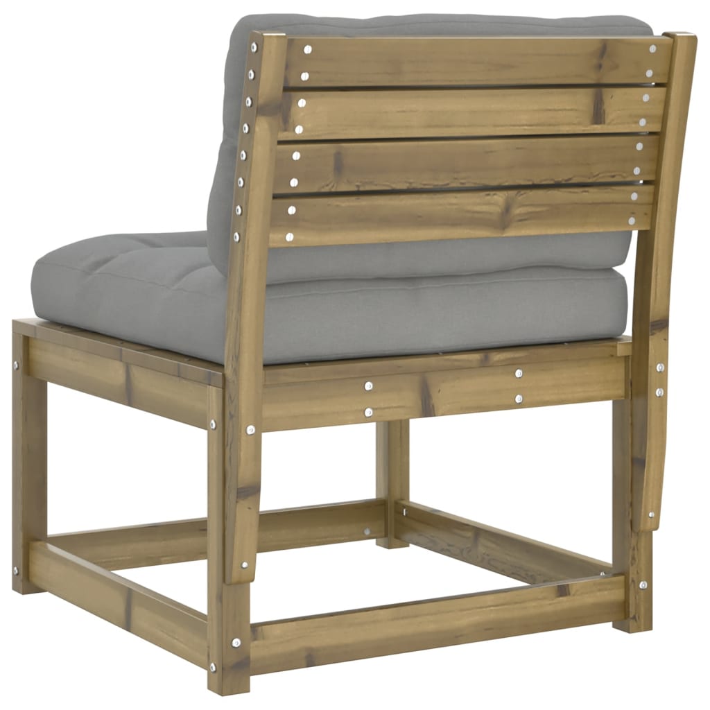 Garden Sofa | Grey | Solid pine wood, Polyester cushions | Single