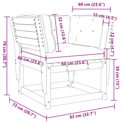 Garden Sofa | Grey | Solid Pine Wood | Medium | Modular | Garden Sofa