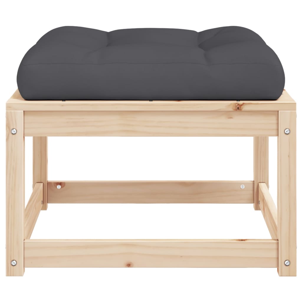 Garden Footstool | Natural wood and anthracite