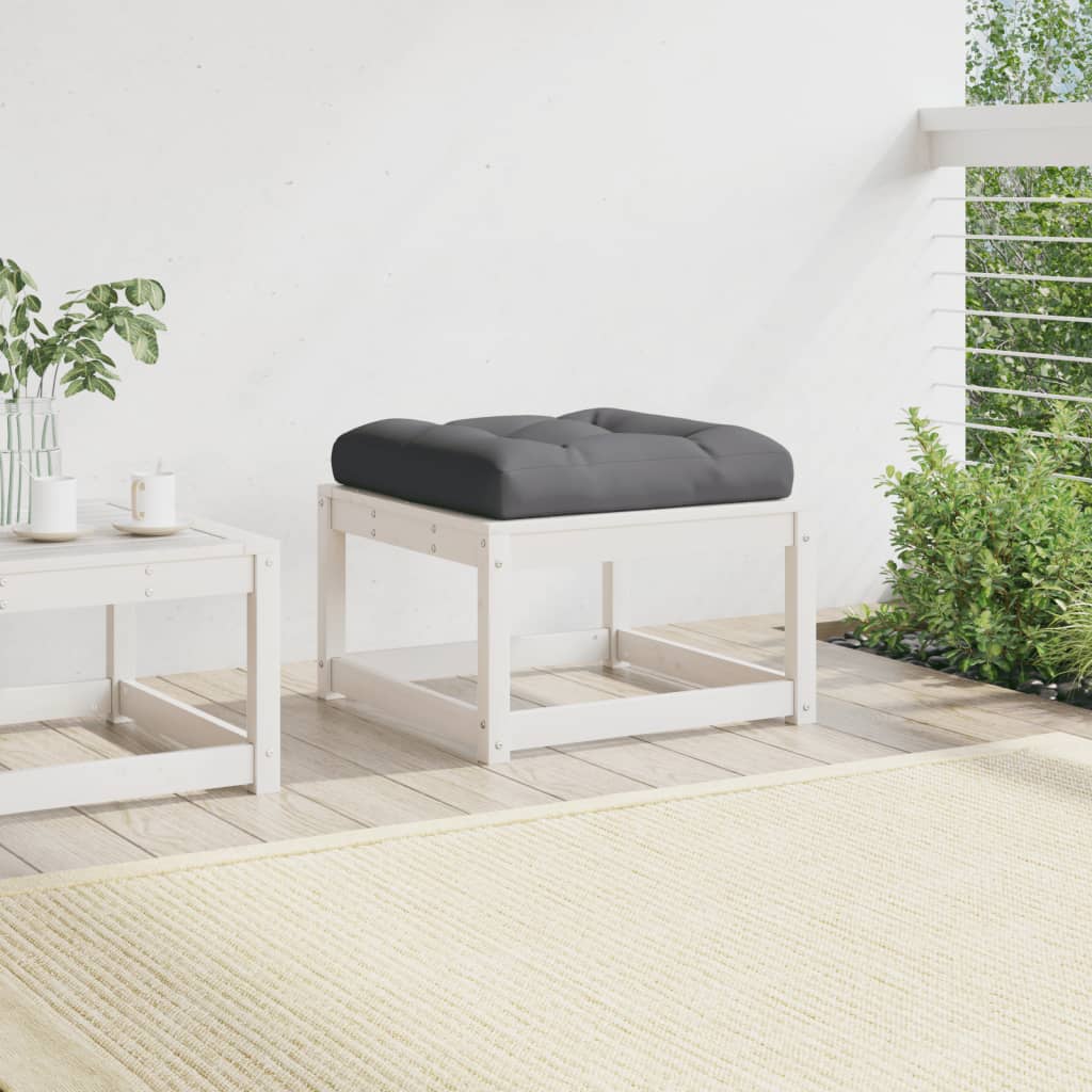 Garden Footstool | White | Solid pine wood | 83 x 73 x 78 cm | Modular