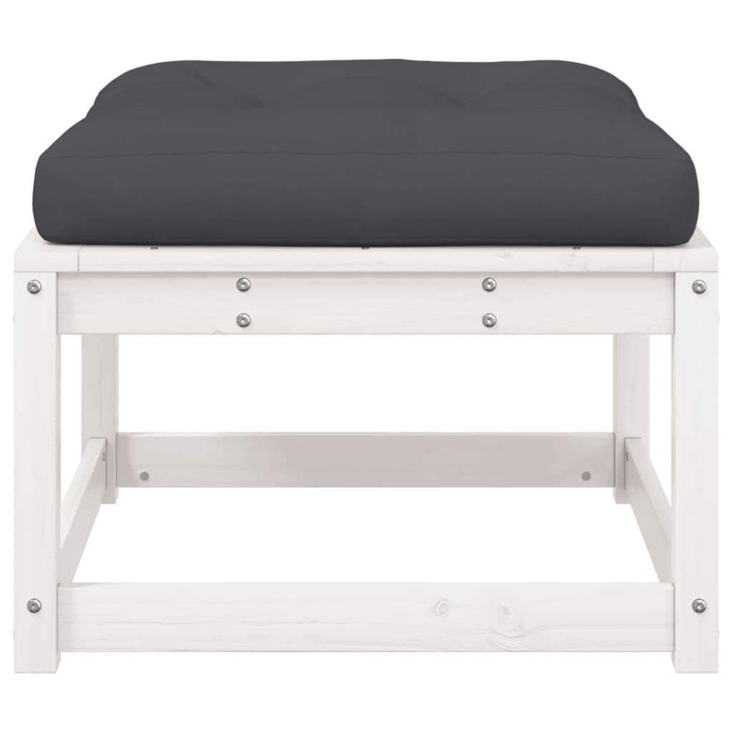 Garden Footstool | White | Solid pine wood | 83 x 73 x 78 cm | Modular