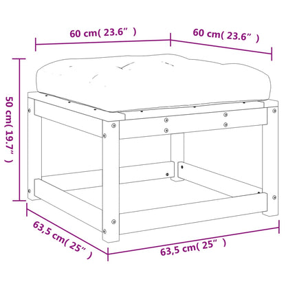 Garden Footstool | White | Solid pine wood | 83 x 73 x 78 cm | Modular