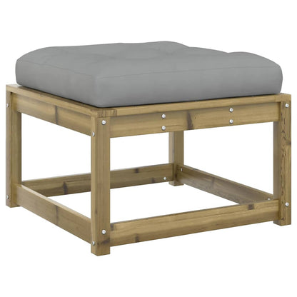 Garden Footstool | Grey, Natural Wood