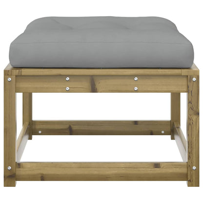 Garden Footstool | Grey, Natural Wood