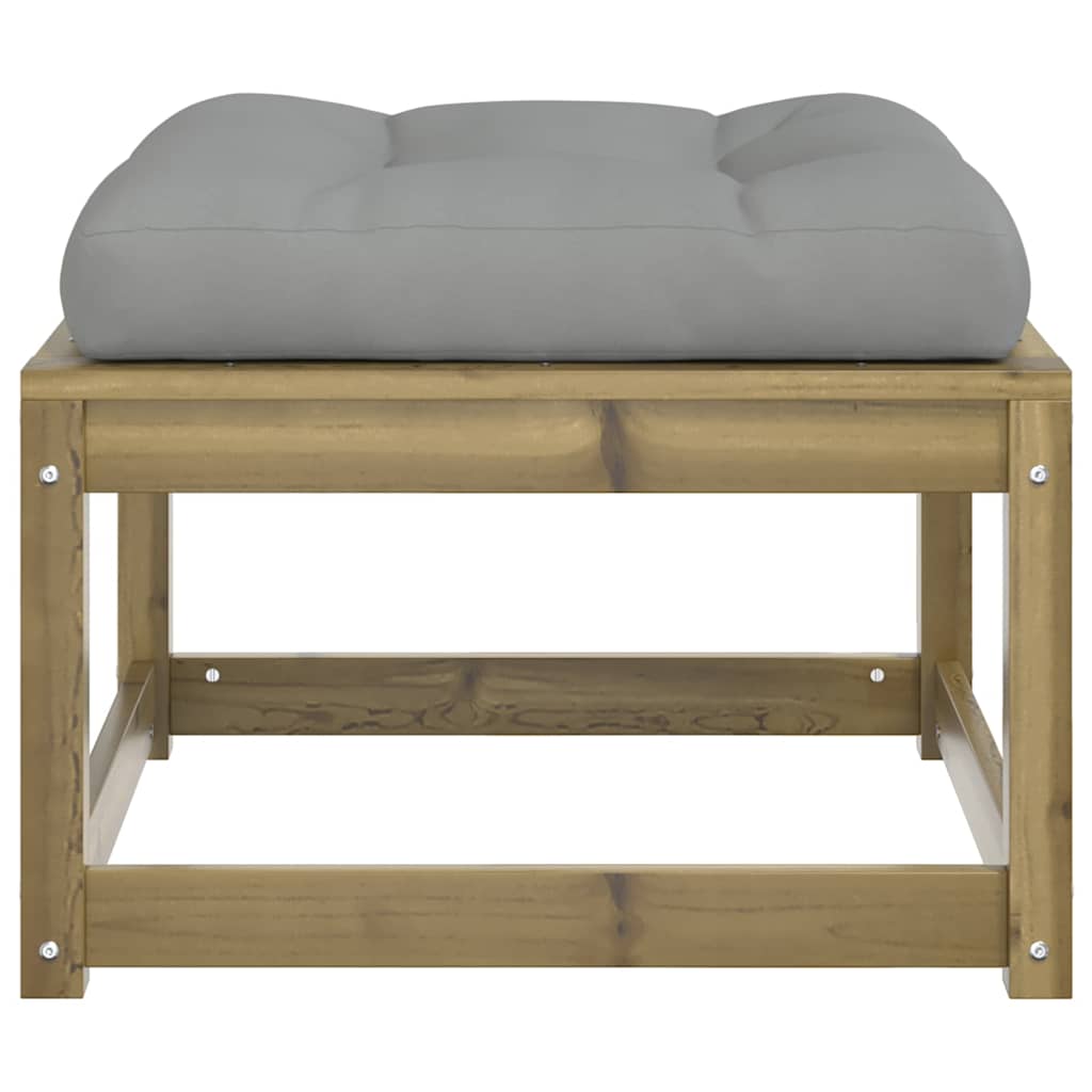 Garden Footstool | Grey, Natural Wood