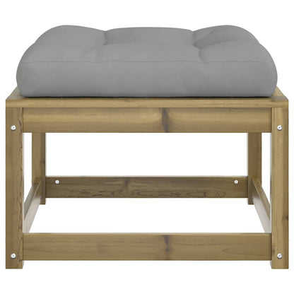 Garden Footstool | Grey, Natural Wood