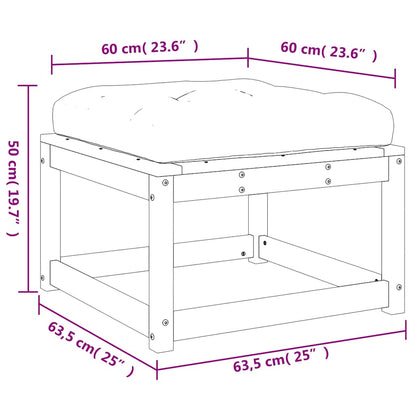 Garden Footstool | Grey, Natural Wood