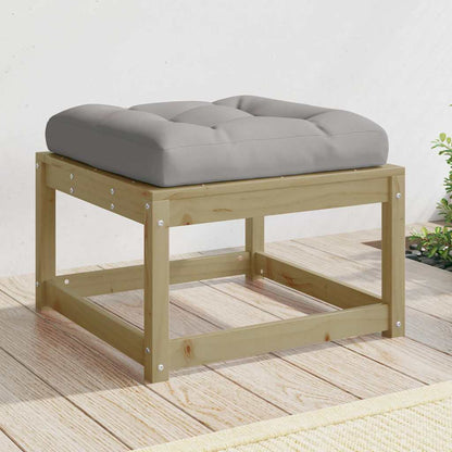 Garden Footstool | Grey, Natural Wood