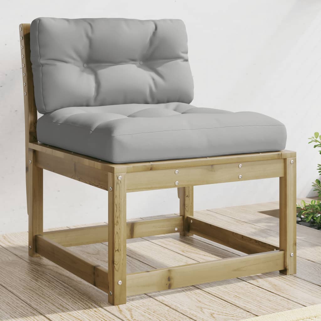 Garden Sofa | Set of 2 | Grey | Impregnated pine wood, Polyester | Medium