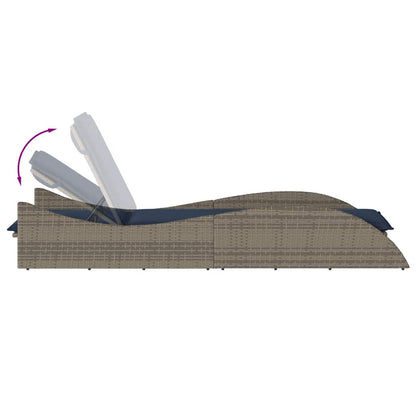 Sun Lounger with Cushion Grey 60x205x73 cm Poly Rattan