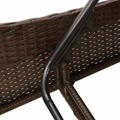 Sun Lounger with Cushion Brown 60x205x73 cm Poly Rattan