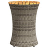 Patio Side Table Drum Shape Gray Poly Rattan and Solid Wood