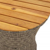 Patio Side Table Drum Shape Gray Poly Rattan and Solid Wood