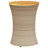 Patio Side Table Drum Shape Beige Poly Rattan and Solid Wood