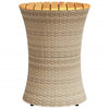 Patio Side Table Drum Shape Beige Poly Rattan and Solid Wood