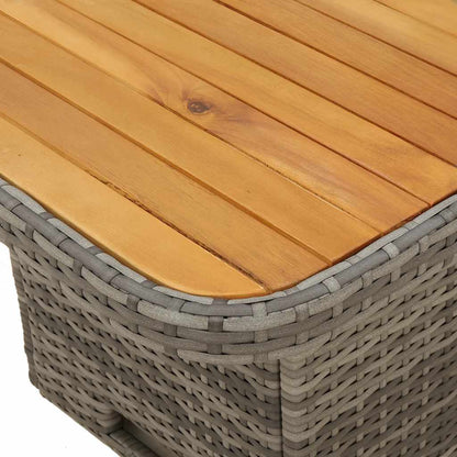 Garden Table Grey 110x110x71 cm Poly Rattan and Acacia Wood